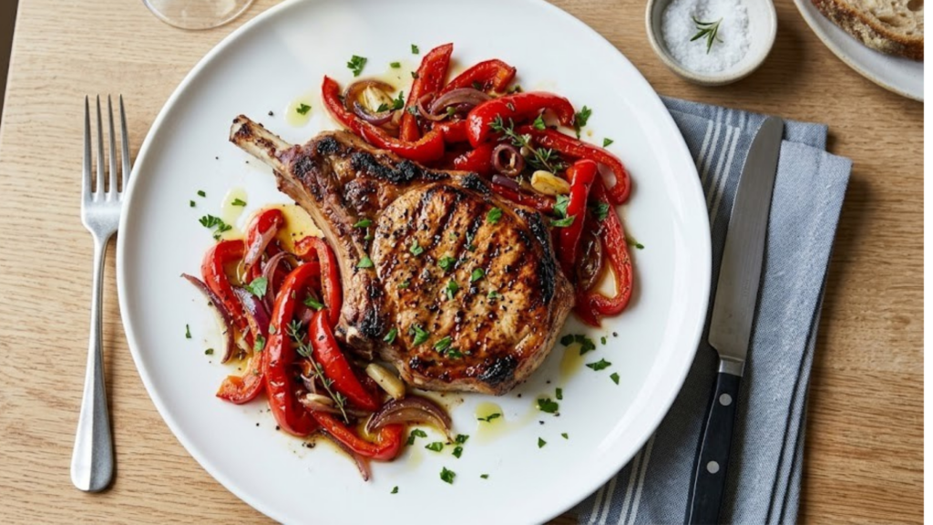 Côtes de porc aux poivrons rouges (2 pers)